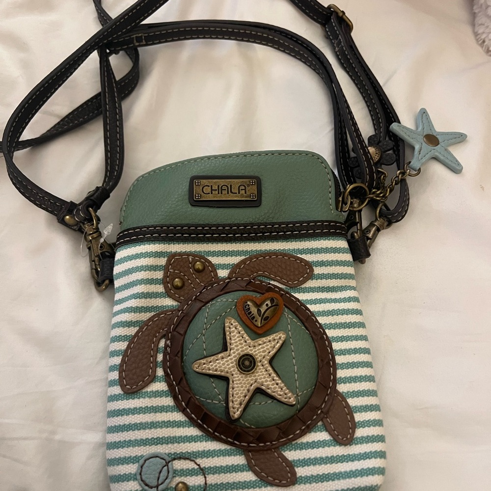 Chala Mint and Brown Turtle Crossbody Bag - Picture 2 of 5